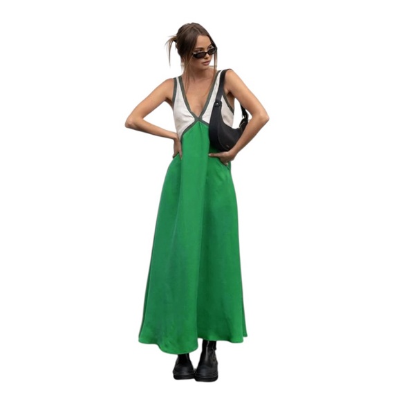 Commense Dresses & Skirts - Commense NWT Satin Contrast Trim Long Dress, Small